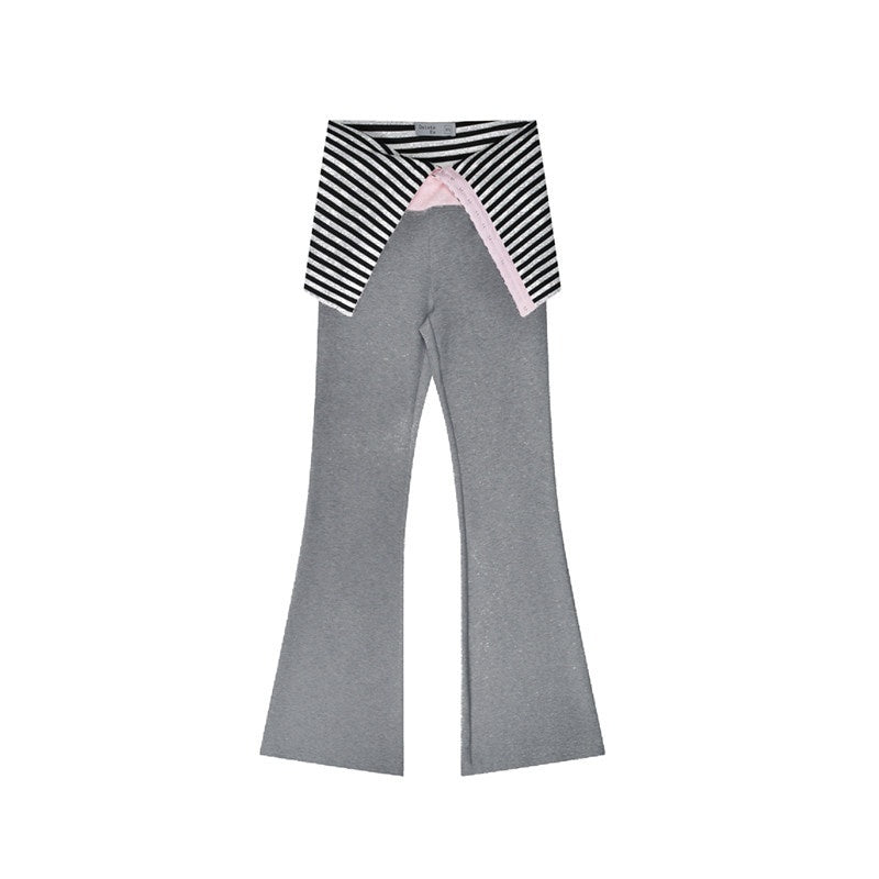 DeleteEx_Cotton_Stretch_Sweet_Micro_Flare_Slim_Natural_Waist_Women_Heather_Grey_Leggings_MISSTT