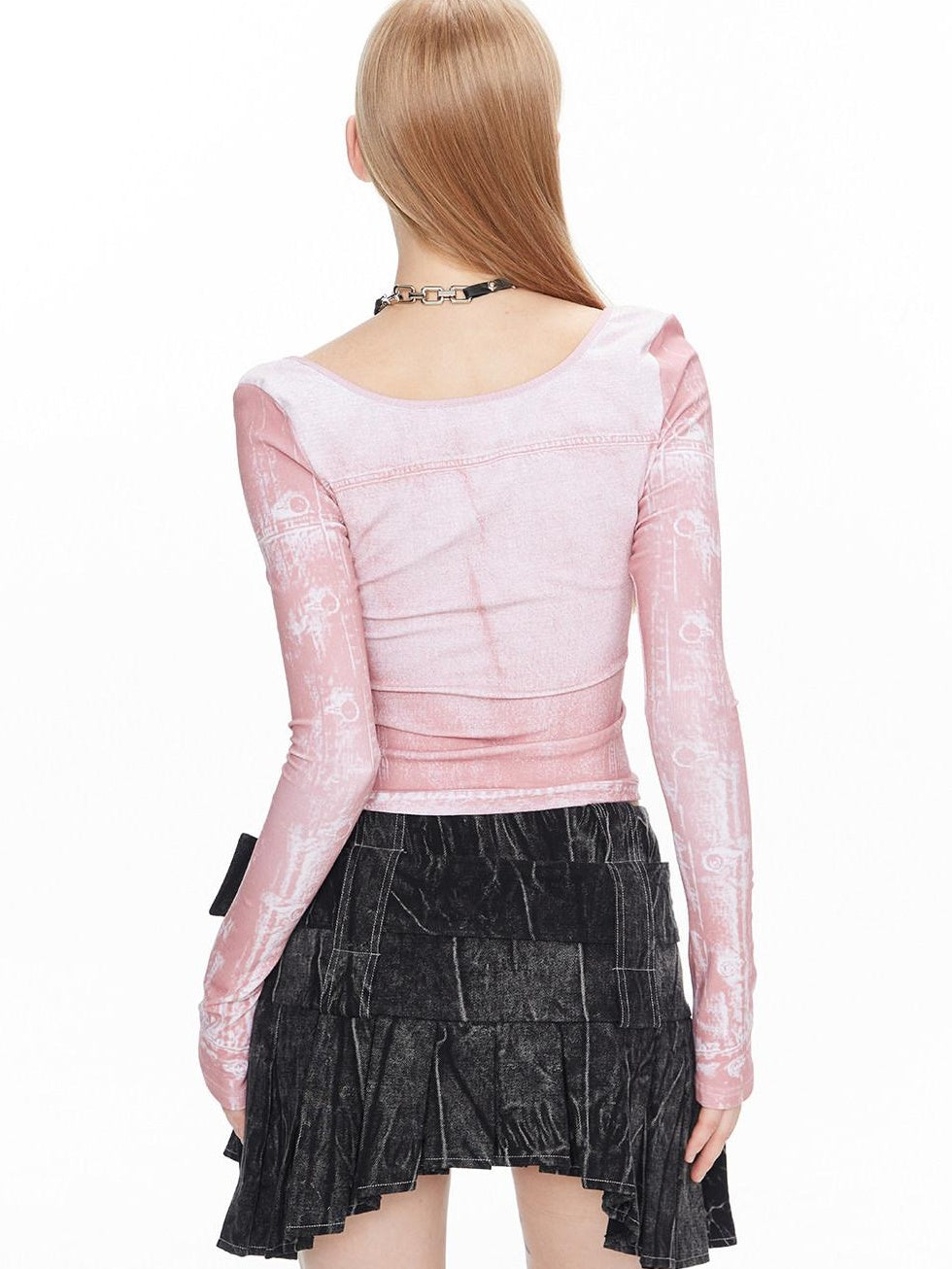 ALINNVSTUDIO Soft Cool Street Crew Neck Regular Fit Pink Black Grey Long Sleeve T-Shirts