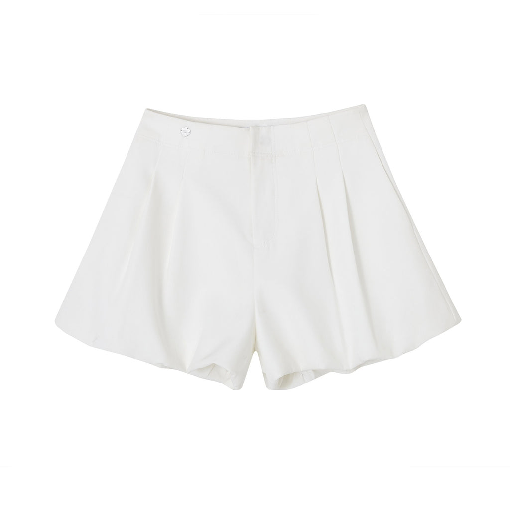 SOMESOWE_Stretchy_Natural_Waist_Loose_Straight_Black_White_Mid-Length_Shorts_MISSTT