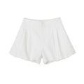SOMESOWE_Stretchy_Natural_Waist_Loose_Straight_Black_White_Mid-Length_Shorts_MISSTT