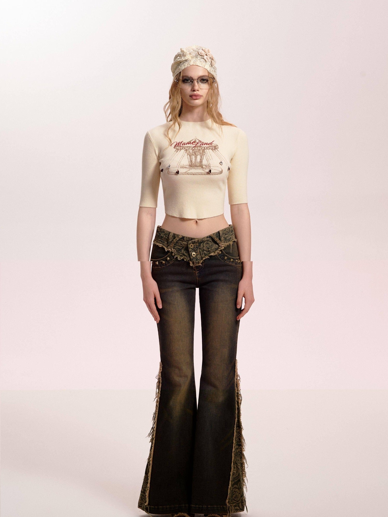 DeleteEx Soft Modal Blend Fitted Ivory Casual T Shirt Basic Crop Tops