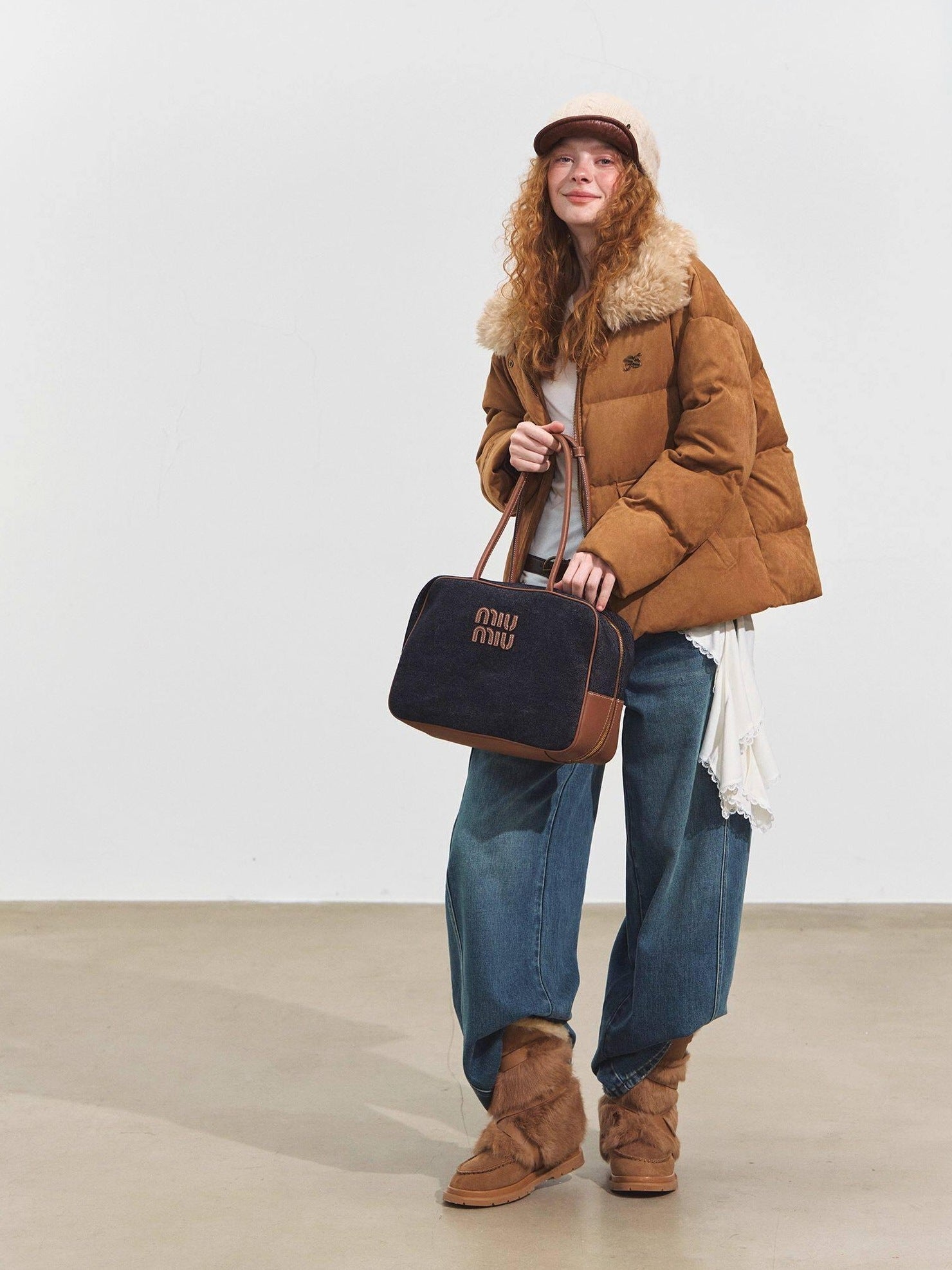SOMESOWE 90 Percent White Duck Down Eco Minimal Commuter Relaxed Fit Camel Down Jackets