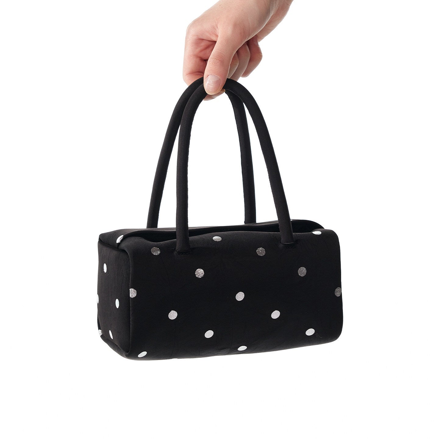 ALINNVSTUDIO_Silver_Polka_Dot_Mini_Structured_British_Style_Small_Square_Single_Strap_Bags_MISSTT