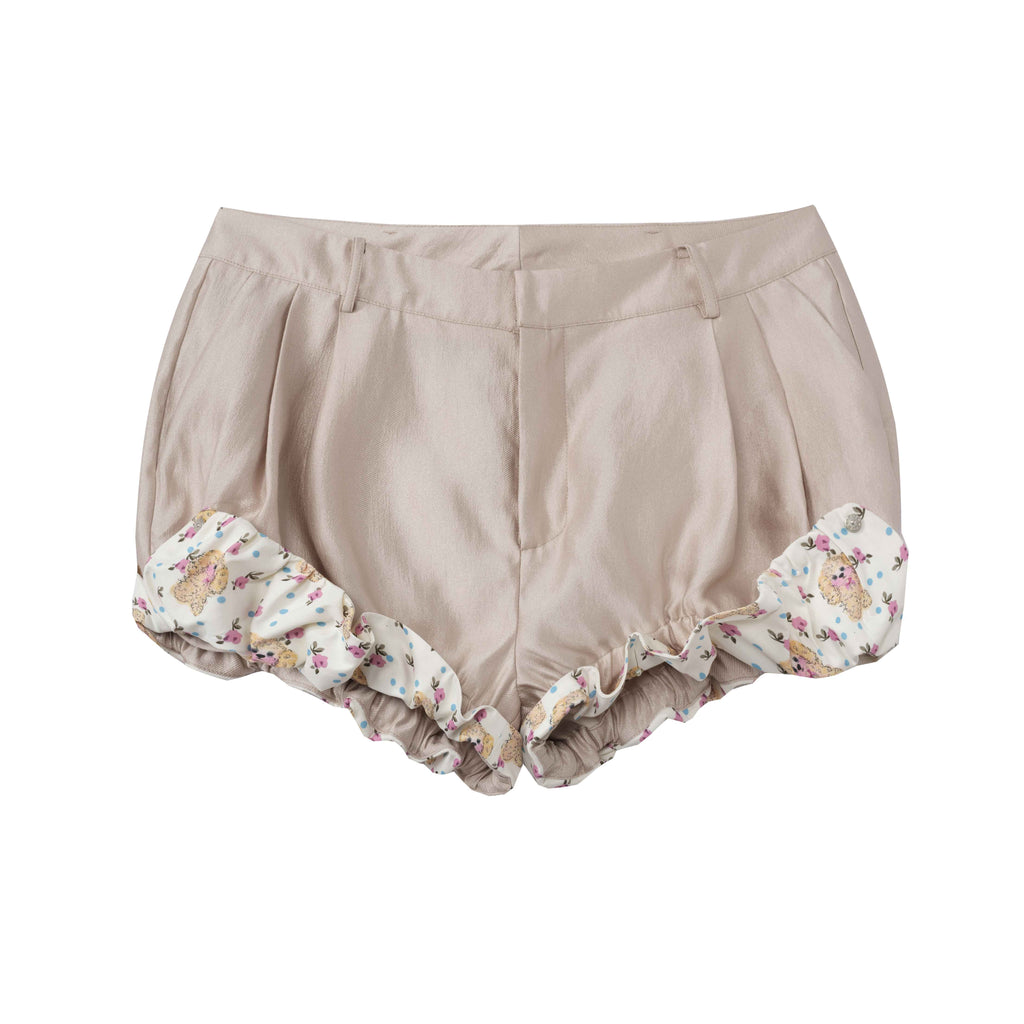 DeleteEx_Comfortable_Khaki_Lantern_Silhouette_Mid_Low_Waist_Womens_Casual_Mini_Shorts_MISSTT