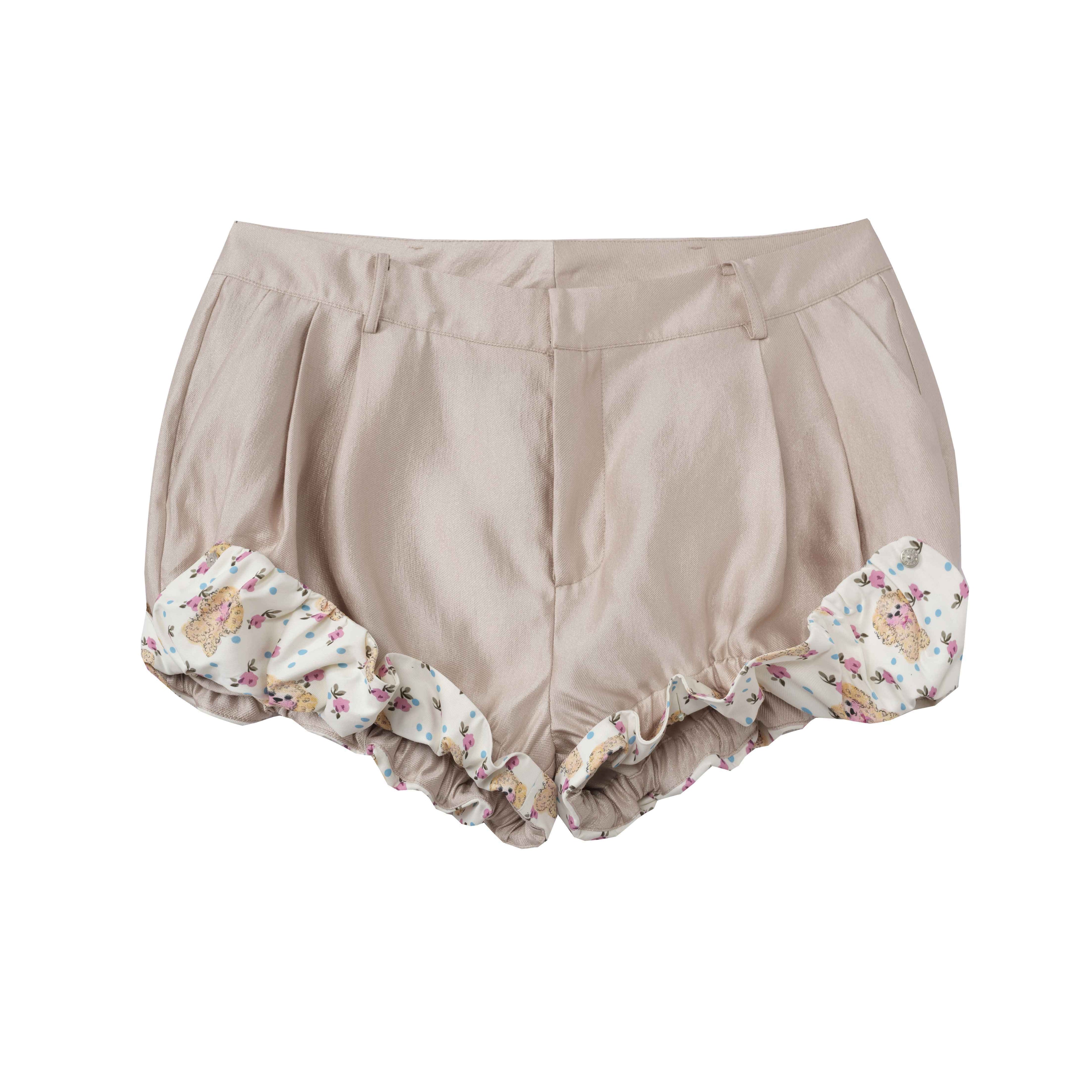DeleteEx_Comfortable_Khaki_Lantern_Silhouette_Mid_Low_Waist_Womens_Casual_Mini_Shorts_MISSTT