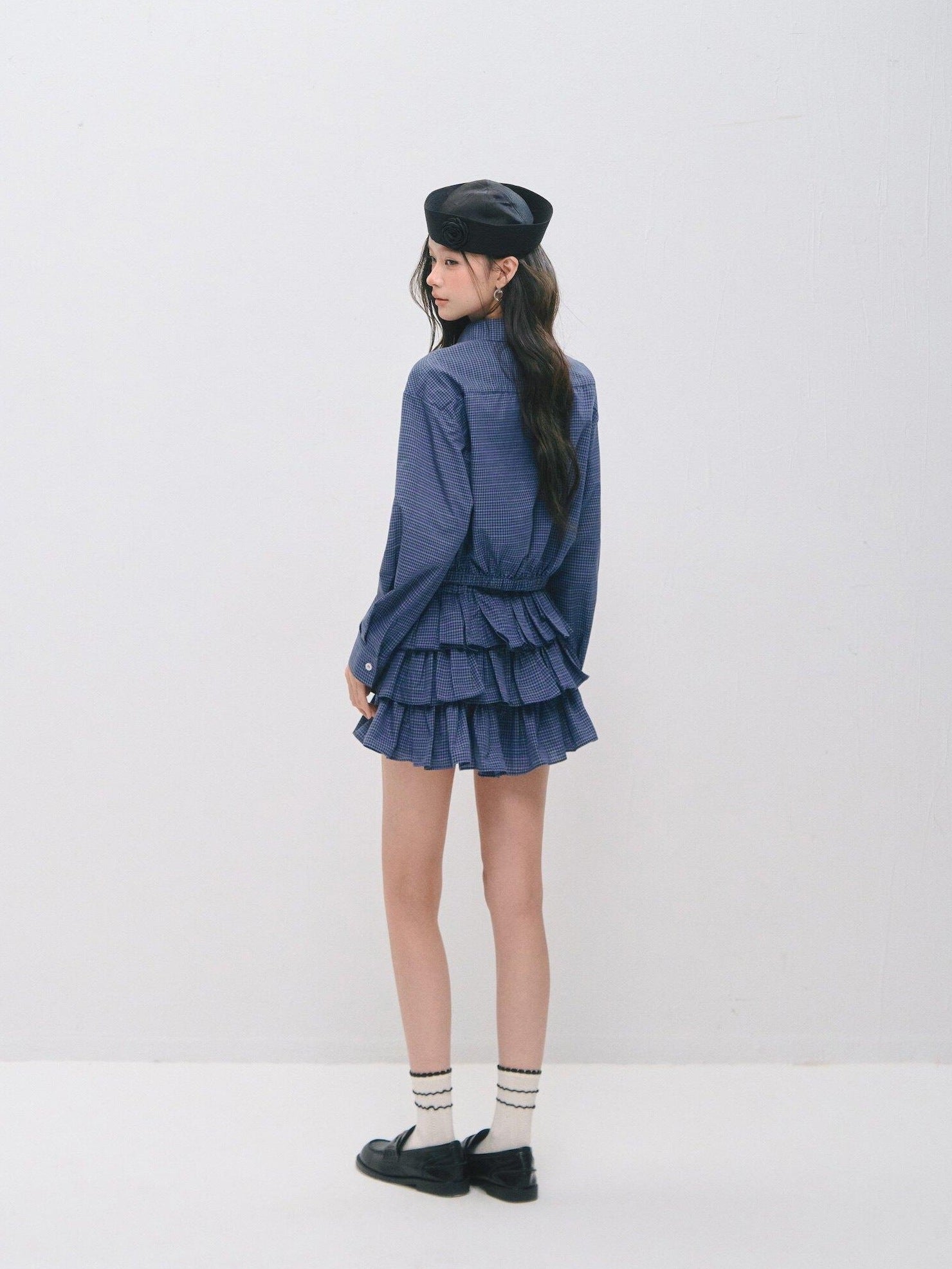 SOMESOWE Sexy Plaid High Waist Ruffle Patchwork Women Two Piece Mini Skirts
