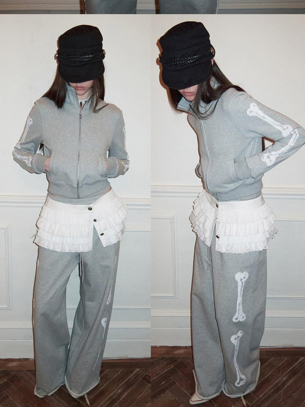 1JINN STUDIO 100% Cotton Casual Stand Collar Zip Crop Top Women Jogger Pants Top & Pants Sets