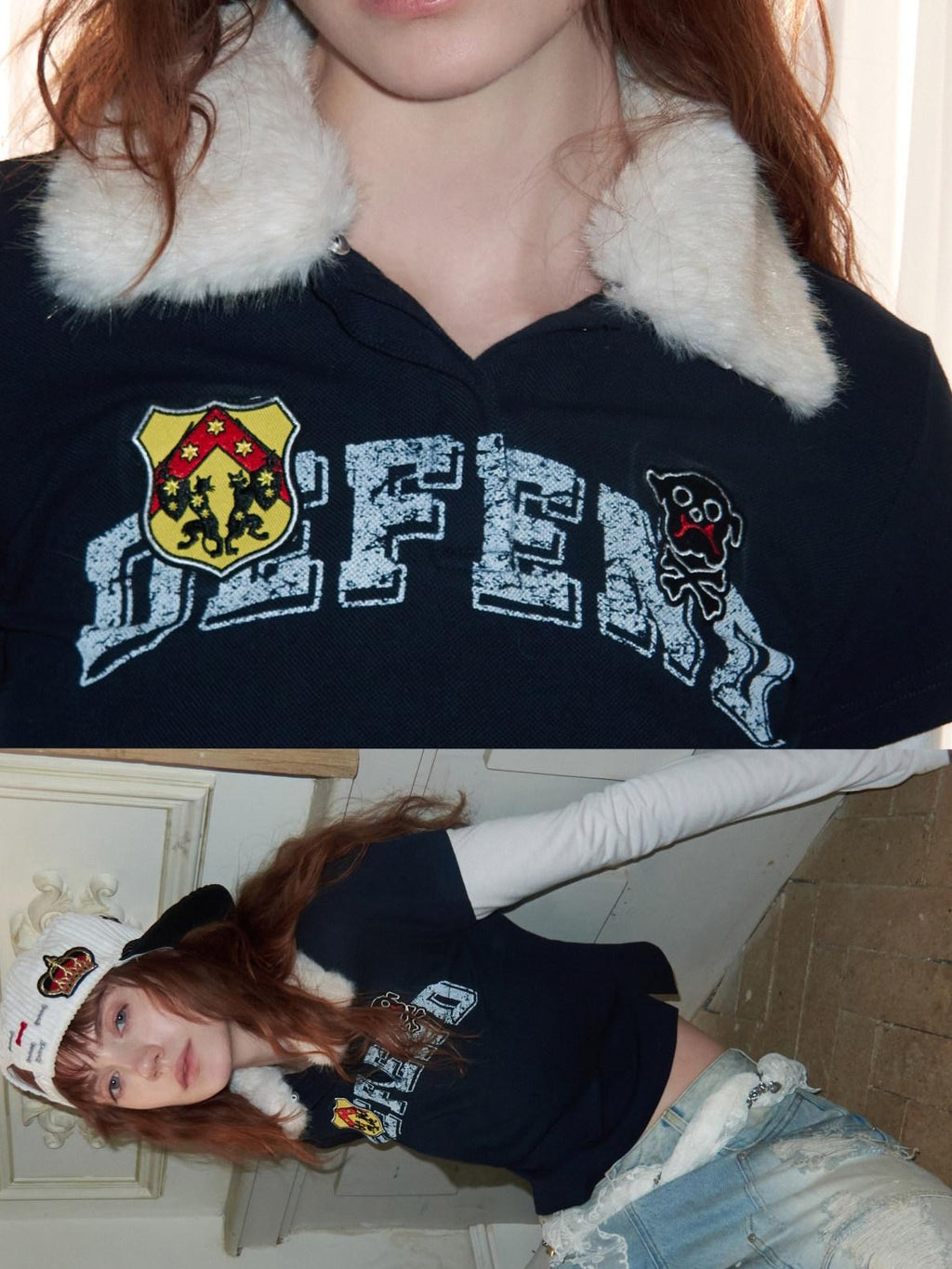 1JINN STUDIO 100 Percent Cotton Printed Logo Casual Slim Long Sleeve Women Polo Collar Polos