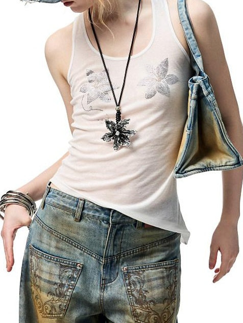 1JINN STUDIO 100 Percent Cotton Slim Fit Racerback Midlength Women Solid Tank Tops