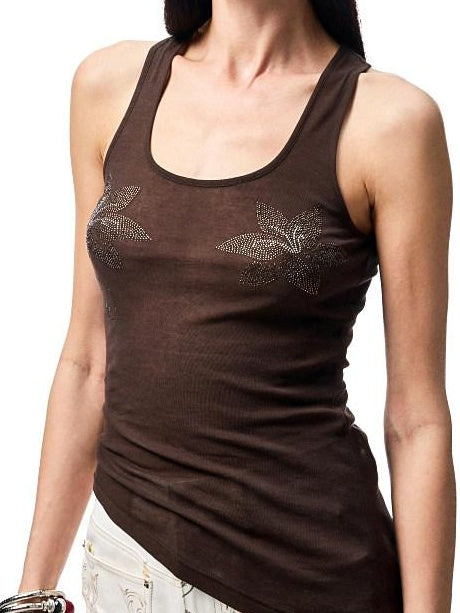 1JINN STUDIO 100 Percent Cotton Slim Fit Racerback Midlength Women Solid Tank Tops