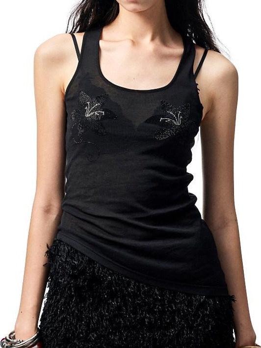 1JINN STUDIO 100 Percent Cotton Slim Fit Racerback Midlength Women Solid Tank Tops