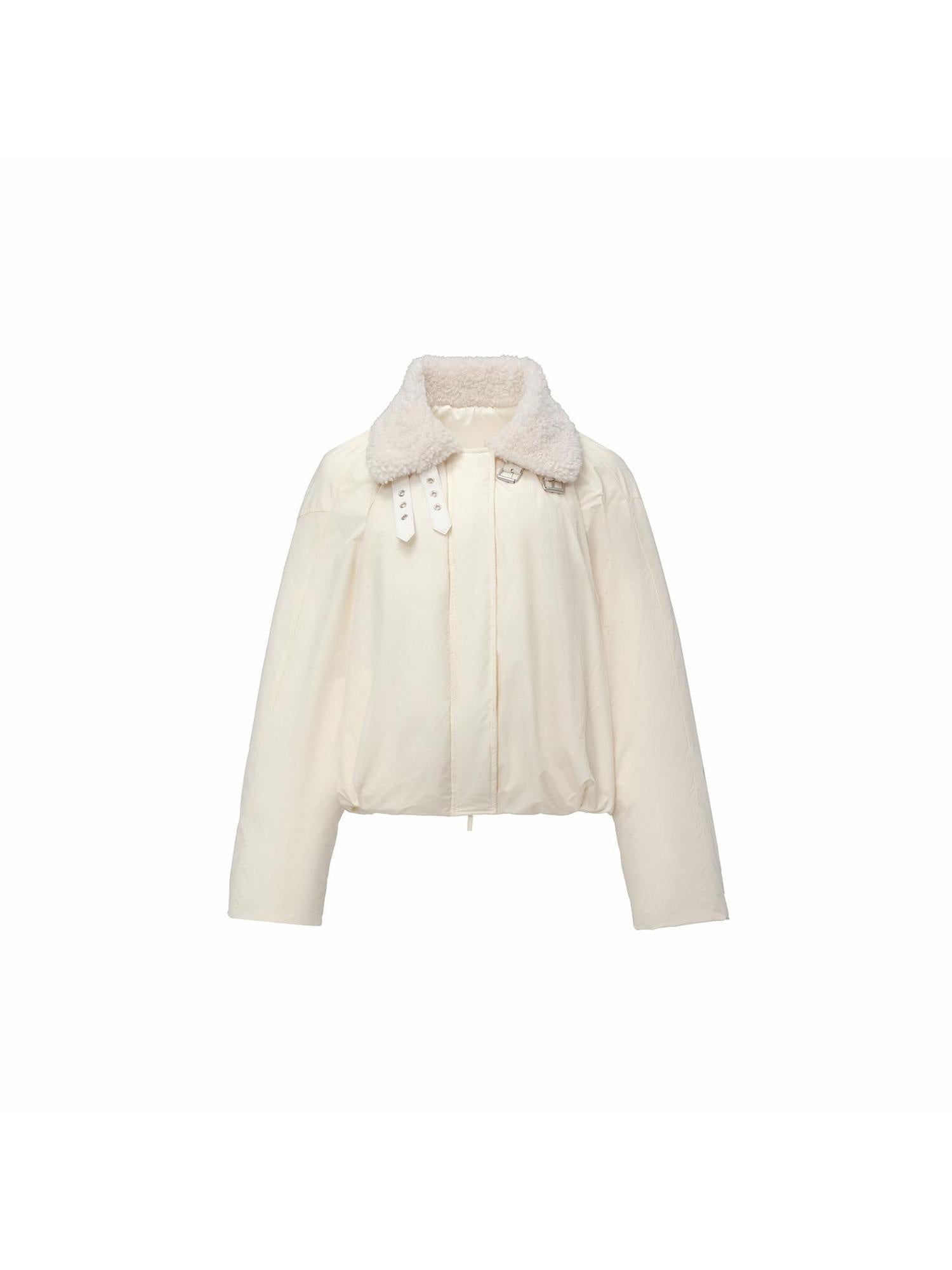 1JINN STUDIO 90 Percent White Duck Down Warm Straight Fit Pleated Commuter Puffer Jackets