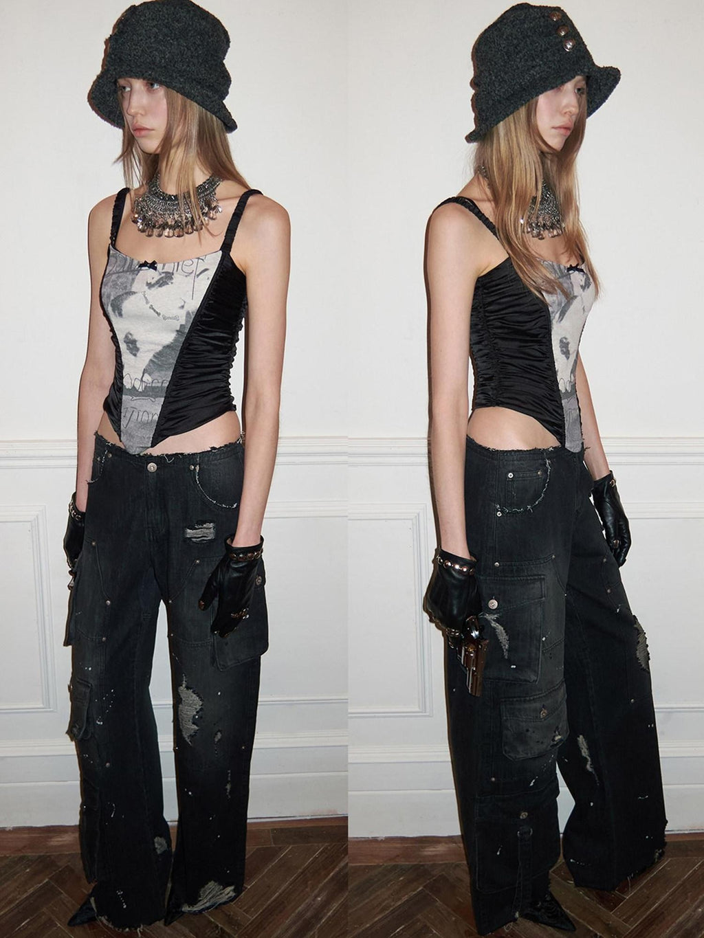 1JINN STUDIO 98% Cotton Low Rise Utility Multi Pocket Black Women Straight Leg Jeans
