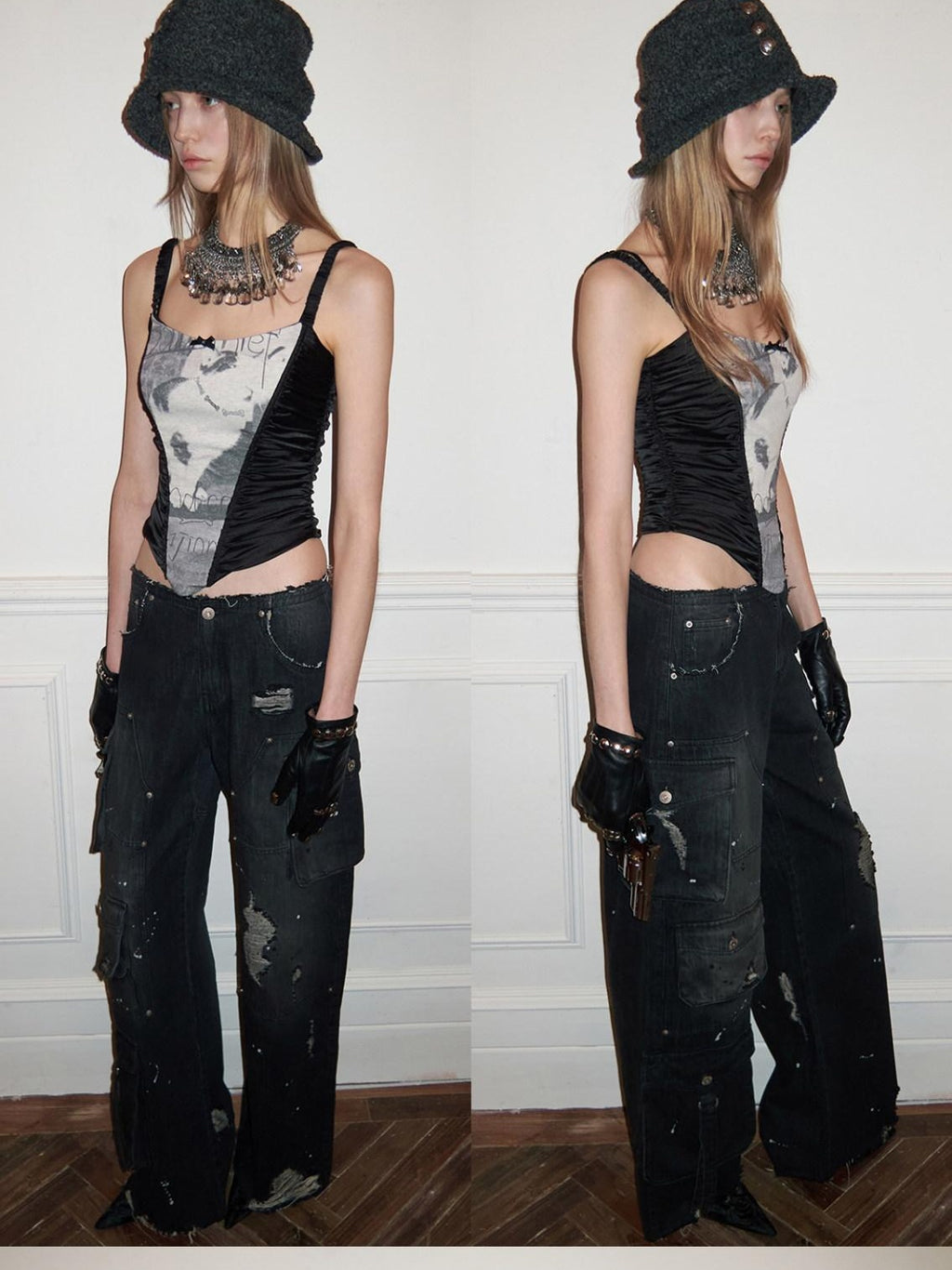 1JINN STUDIO 98% Cotton Low Rise Utility Multi Pocket Black Women Straight Leg Jeans