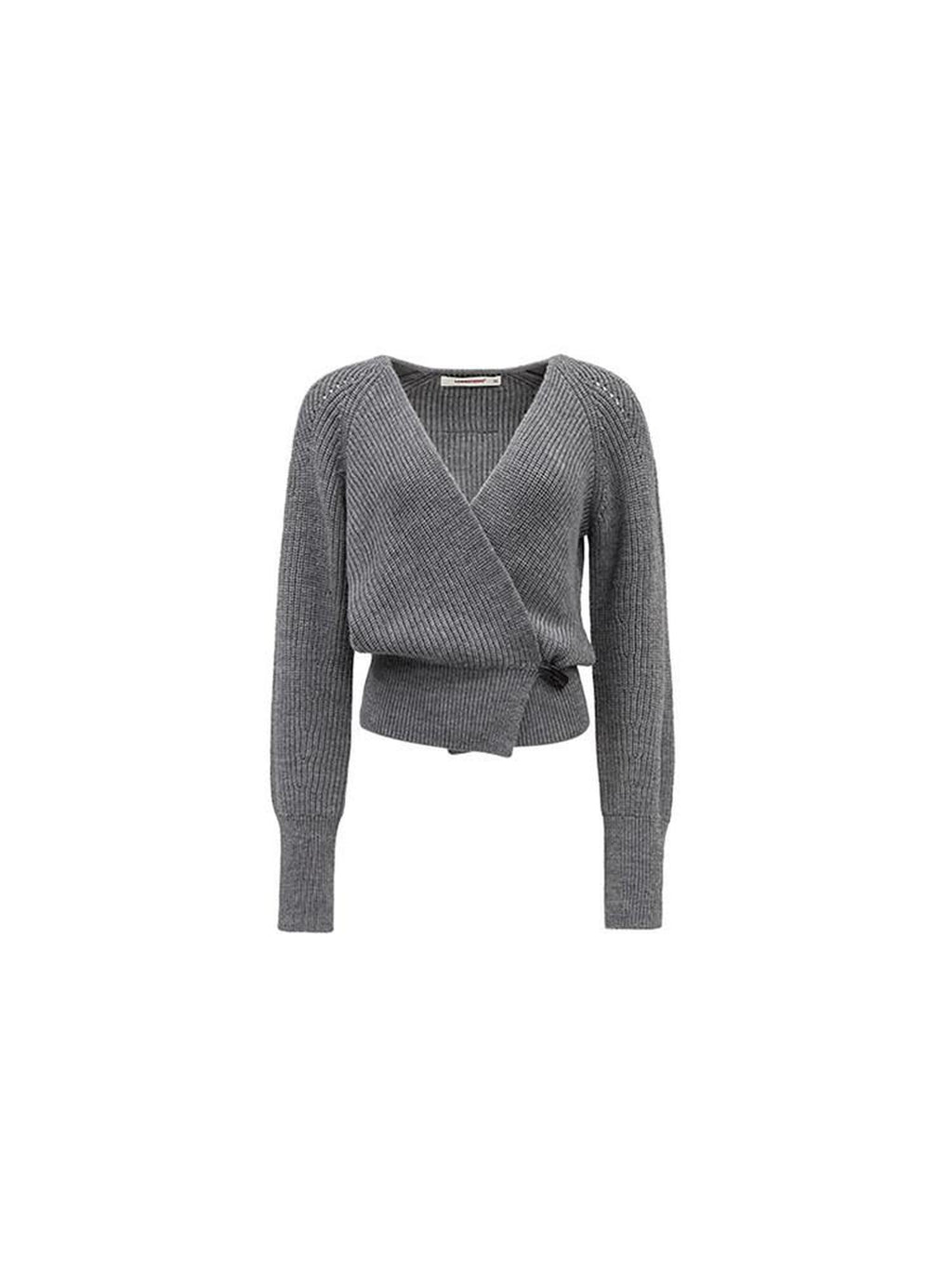 1JINN STUDIO Acrylic Wool Blend Cinched Waist V-neck Long Sleeve Women Cardigans