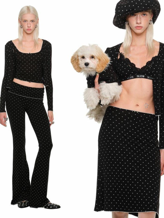 1JINN STUDIO Animal Print Slim Fit Two Piece Set Women Tailored Flared Pants
