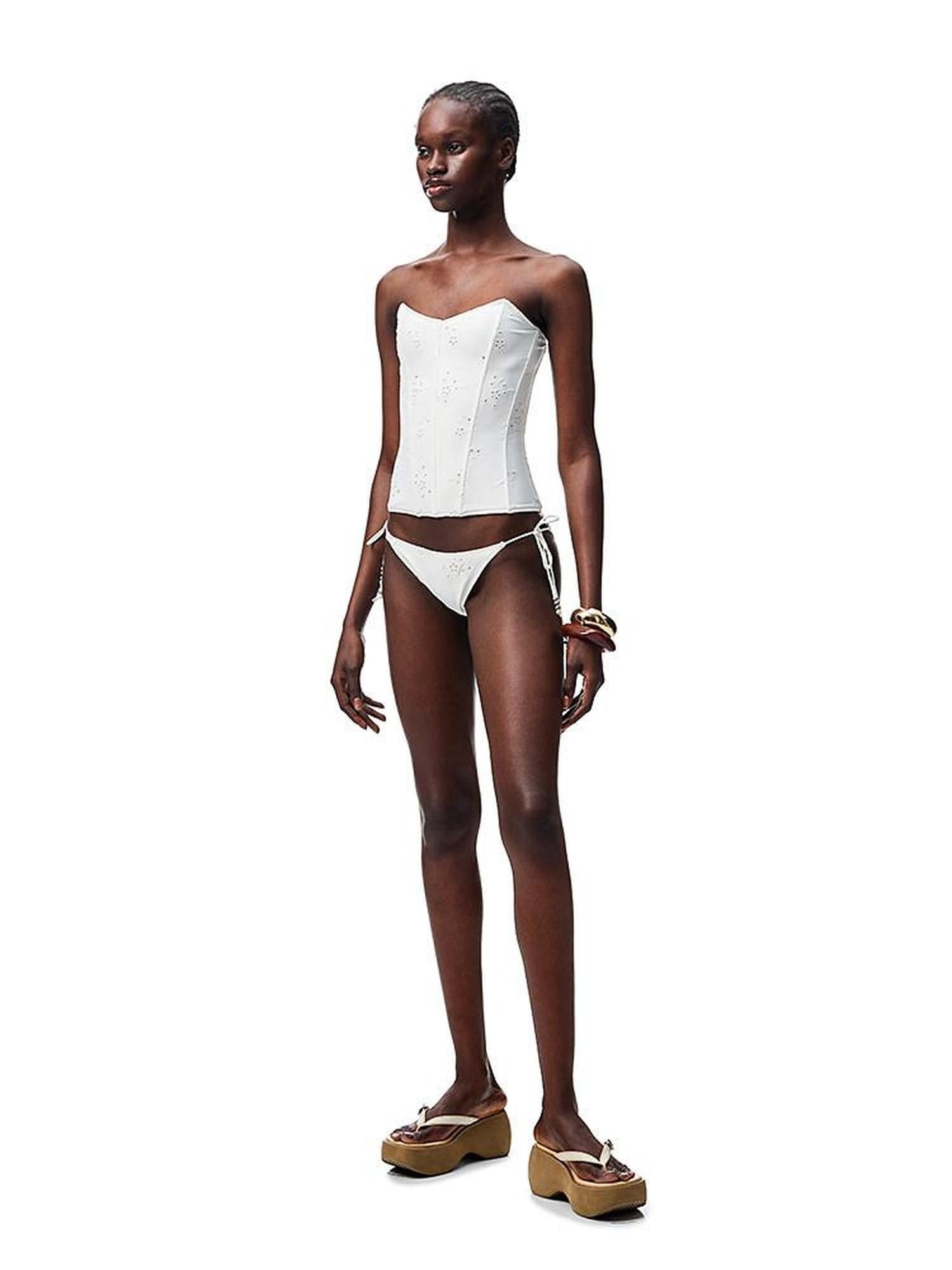 1JINN STUDIO Asymmetric Slim Fit Short Versatile White Jacquard Solid Swimwear S M L Bikinis