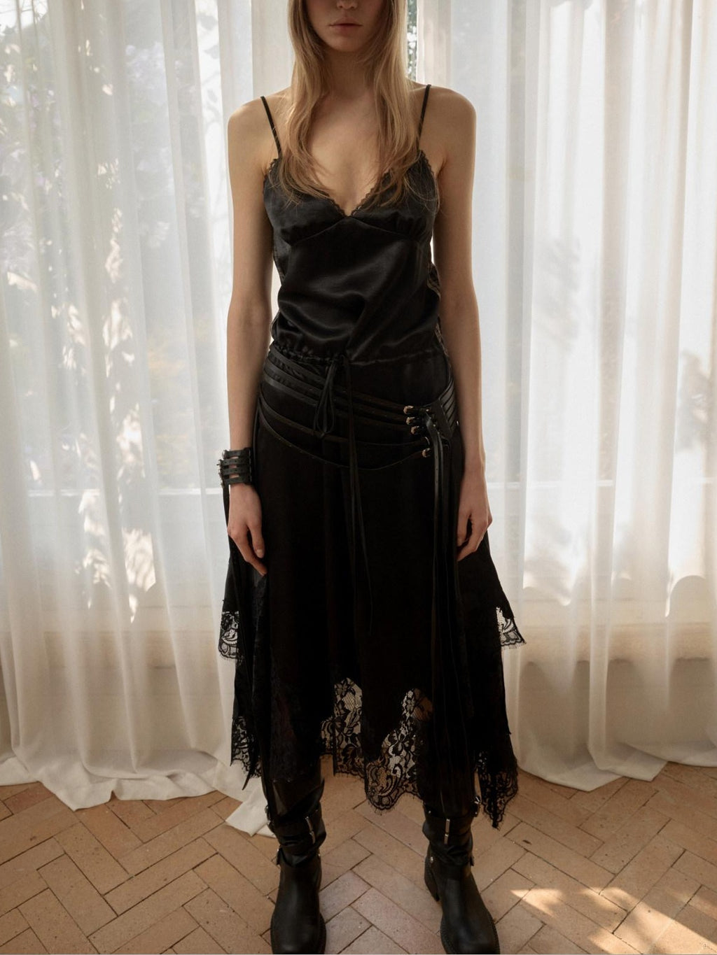 1JINN STUDIO Asymmetrical V-neck Cotton Sleeveless Slim H Cut Casual Women Maxi Dresses