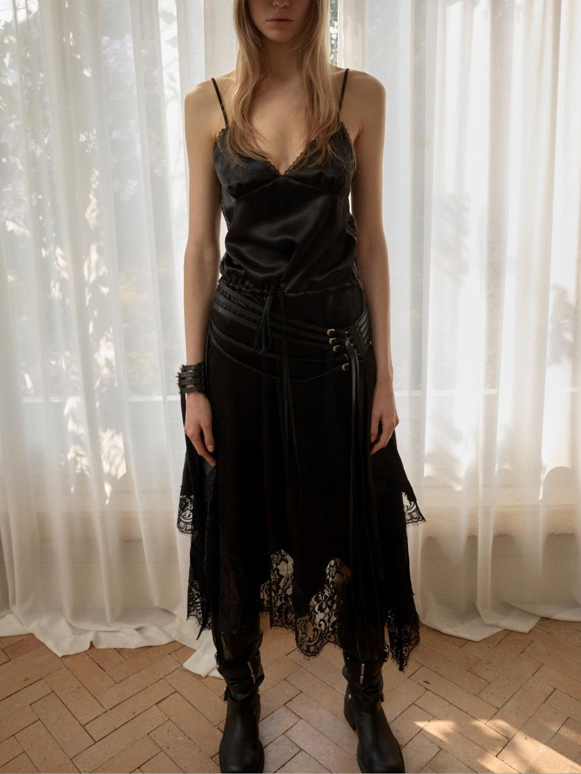 1JINN STUDIO Asymmetrical V-neck Cotton Sleeveless Slim H Cut Casual Women Maxi Dresses