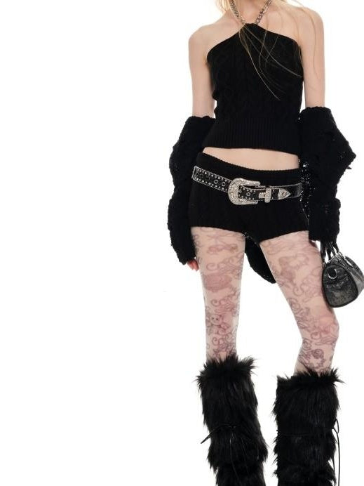1JINN STUDIO Bodycon Slim Fit Bandeau Crop With High Waist Shorts Women Top & Shorts Sets