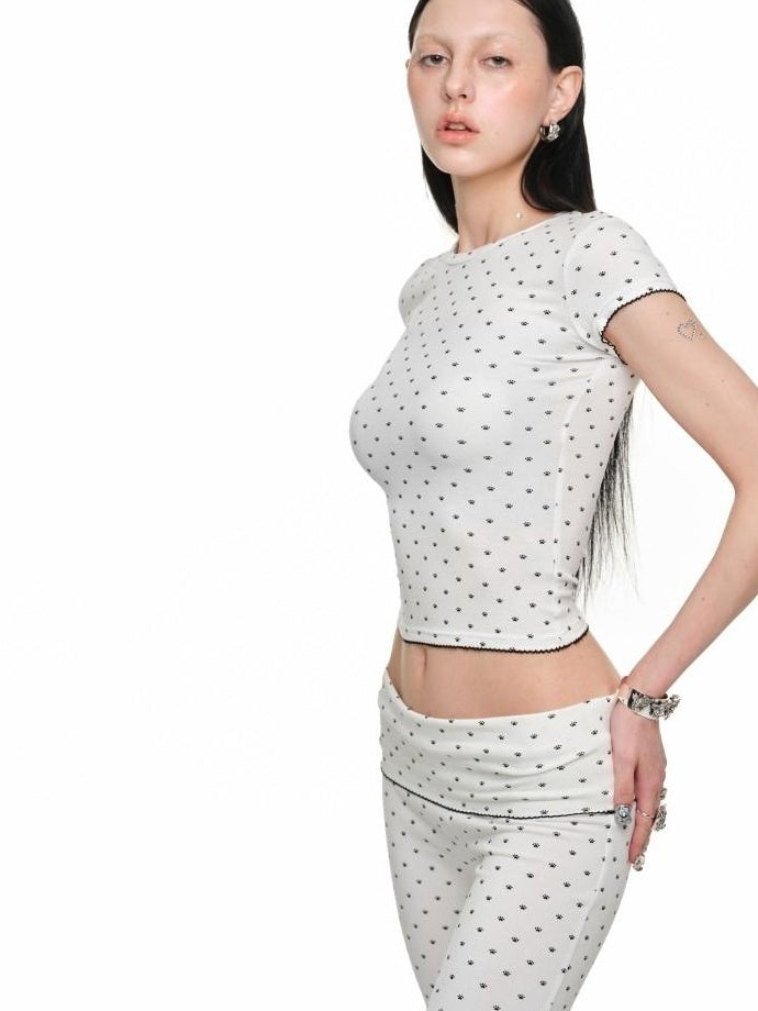 1JINN STUDIO Bow Slim Fit Round Neck Womens Soft Stretch Viscose Short Sleeve T-Shirts