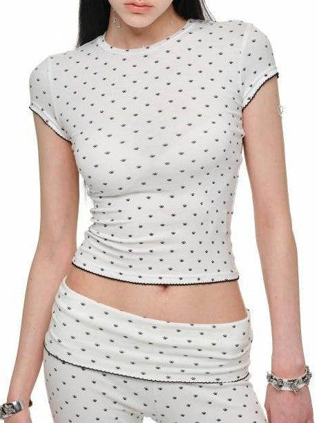 1JINN STUDIO Bow Slim Fit Round Neck Womens Soft Stretch Viscose Short Sleeve T-Shirts
