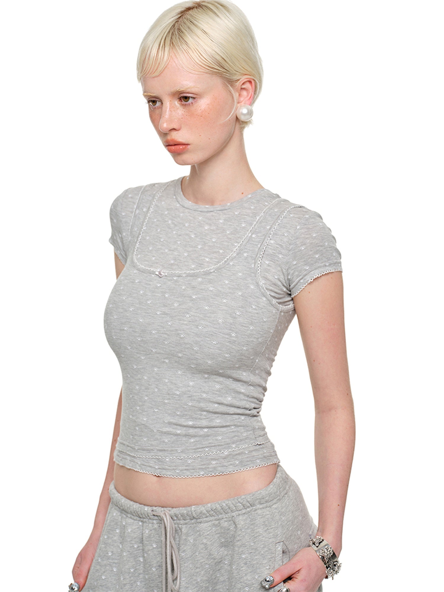 1JINN STUDIO Bow Slim Fit Round Neck Womens Soft Stretch Viscose Short Sleeve T-Shirts