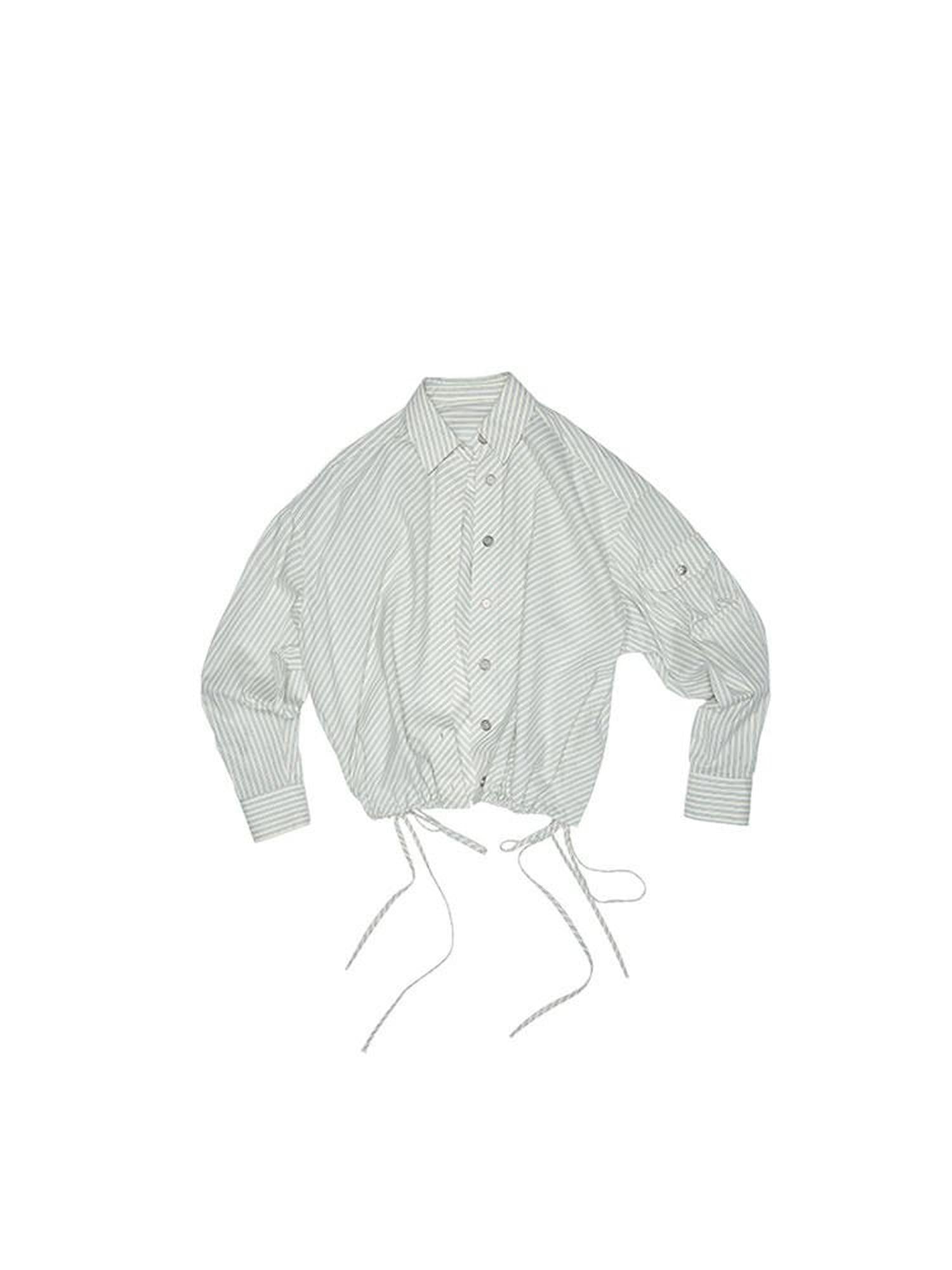 1JINN STUDIO Breathable 100% Cotton Striped Polo Loose Fit Longsleeve Women Top & Pants Sets