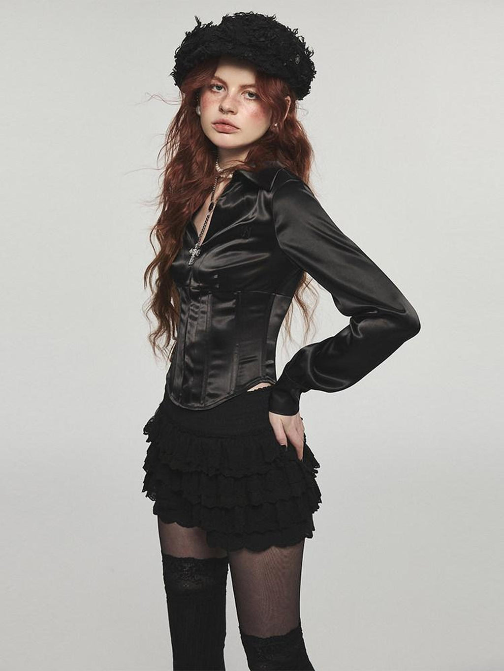 1JINN STUDIO Breathable Button Crew Neck High Waist Women Long Sleeve Street Shirts