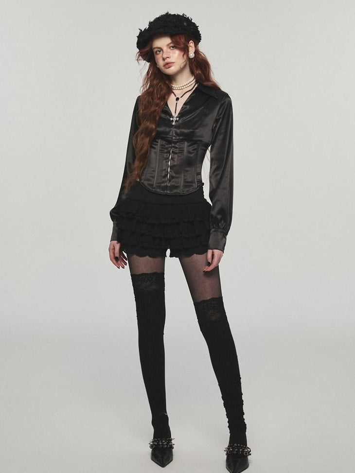 1JINN STUDIO Breathable Button Crew Neck High Waist Women Long Sleeve Street Shirts