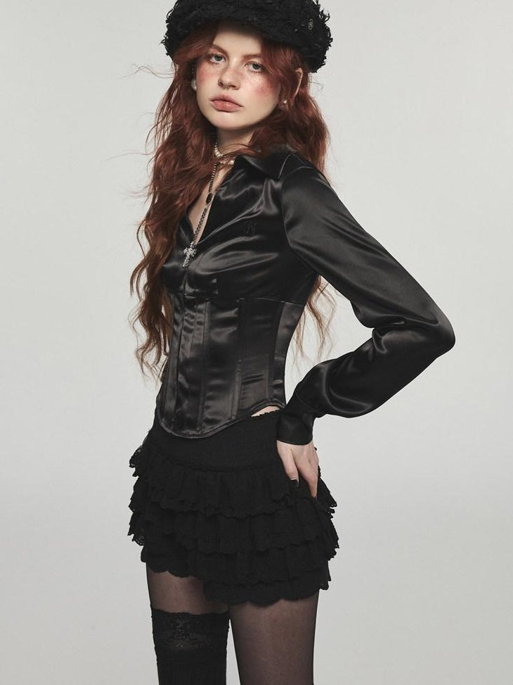 1JINN STUDIO Breathable Button Crew Neck High Waist Women Long Sleeve Street Shirts