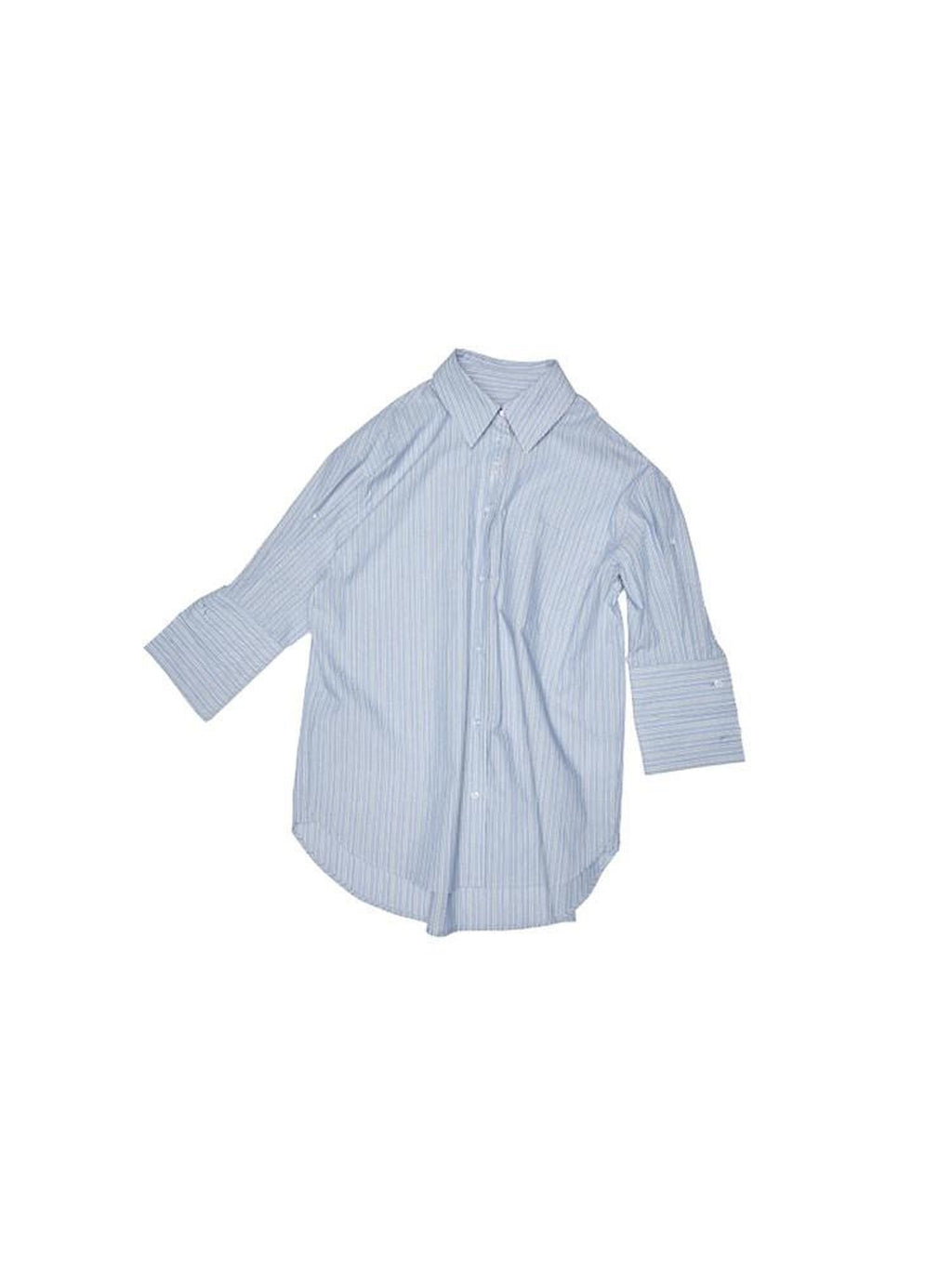 1JINN STUDIO Breathable Cotton Loose Fit Striped Notched Collar Office Top & Shorts Sets