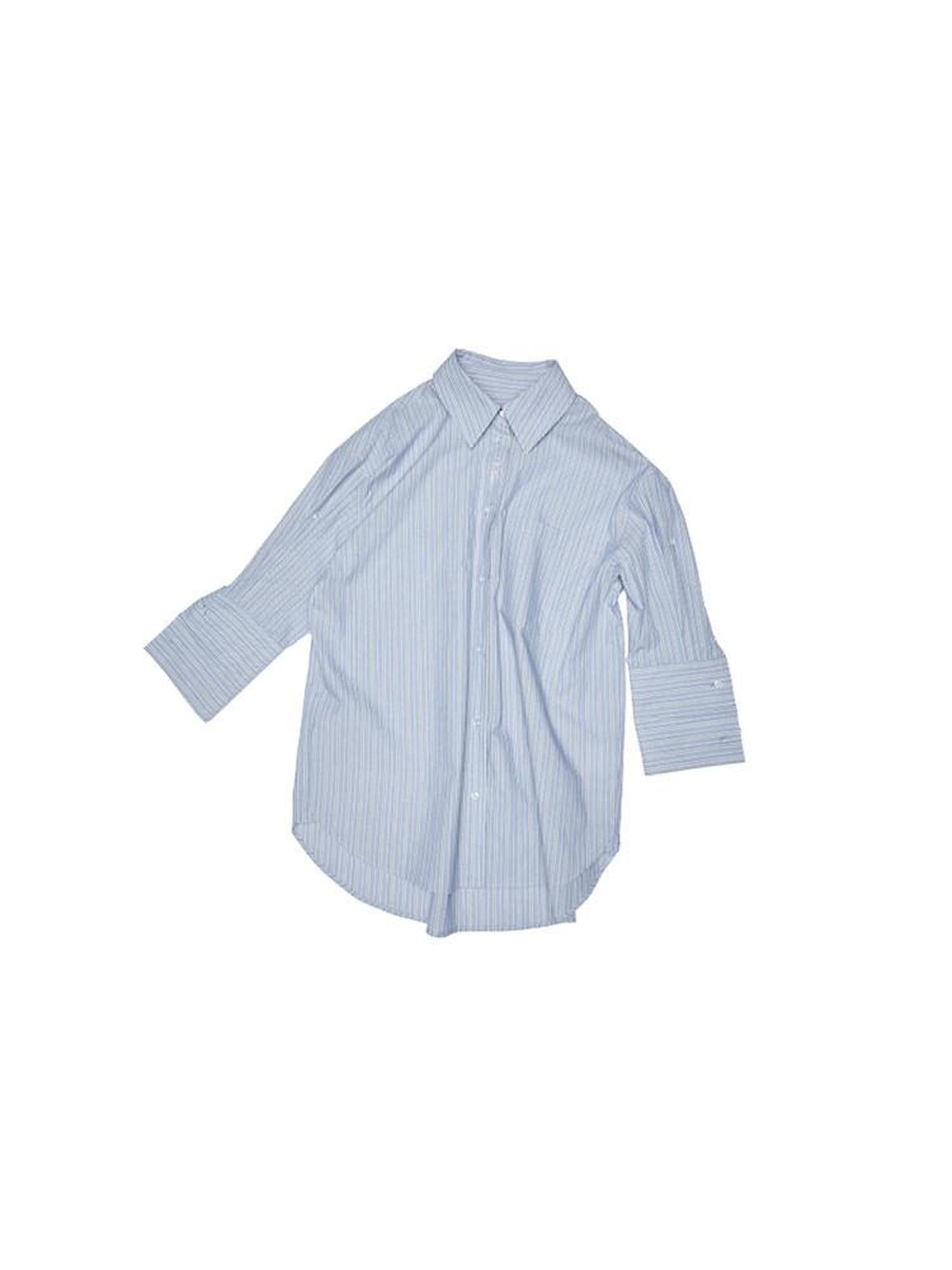1JINN STUDIO Breathable Cotton Loose Fit Striped Notched Collar Office Top & Shorts Sets