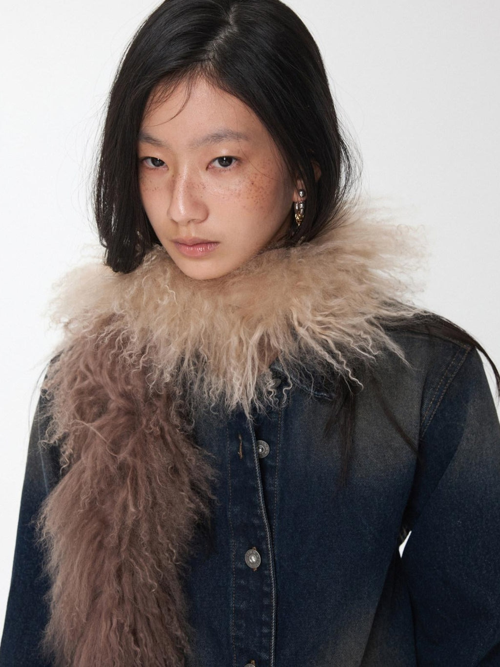 1JINN STUDIO Breathable Cotton Vintage Frayed Edge Cuffed Sleeve Casual Washed Denim Jackets