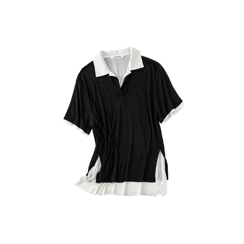 1JINN_STUDIO_Breathable_Lyocell_Acrylic_Blend_Slim_Fit_Polo_Collar_Casual_Street_Solid_Polos_MISSTT