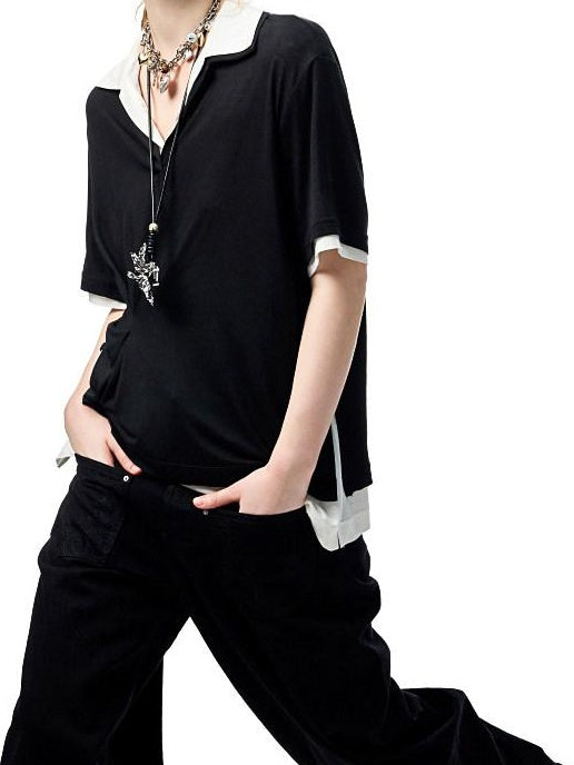 1JINN STUDIO Breathable Lyocell Acrylic Blend Slim Fit Polo Collar Casual Street Solid Polos