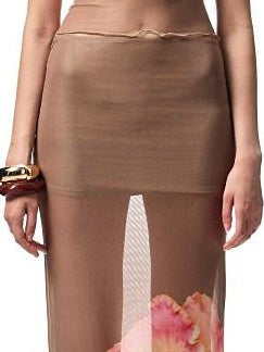 1JINN STUDIO Breathable Polyester Floral Round Neck Pullover Women Top & Skirt Sets
