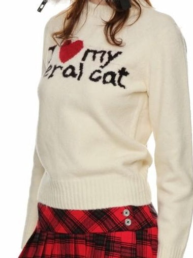 1JINN STUDIO Casual Plaid Low Waist Tie A Line Knit Wool Lined Pleated Skirts