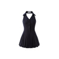1JINN_STUDIO_Cinched_Waist_Halter_V-neck_Sleeveless_A_Line_Navy_Work_Mini_Dresses_MISSTT