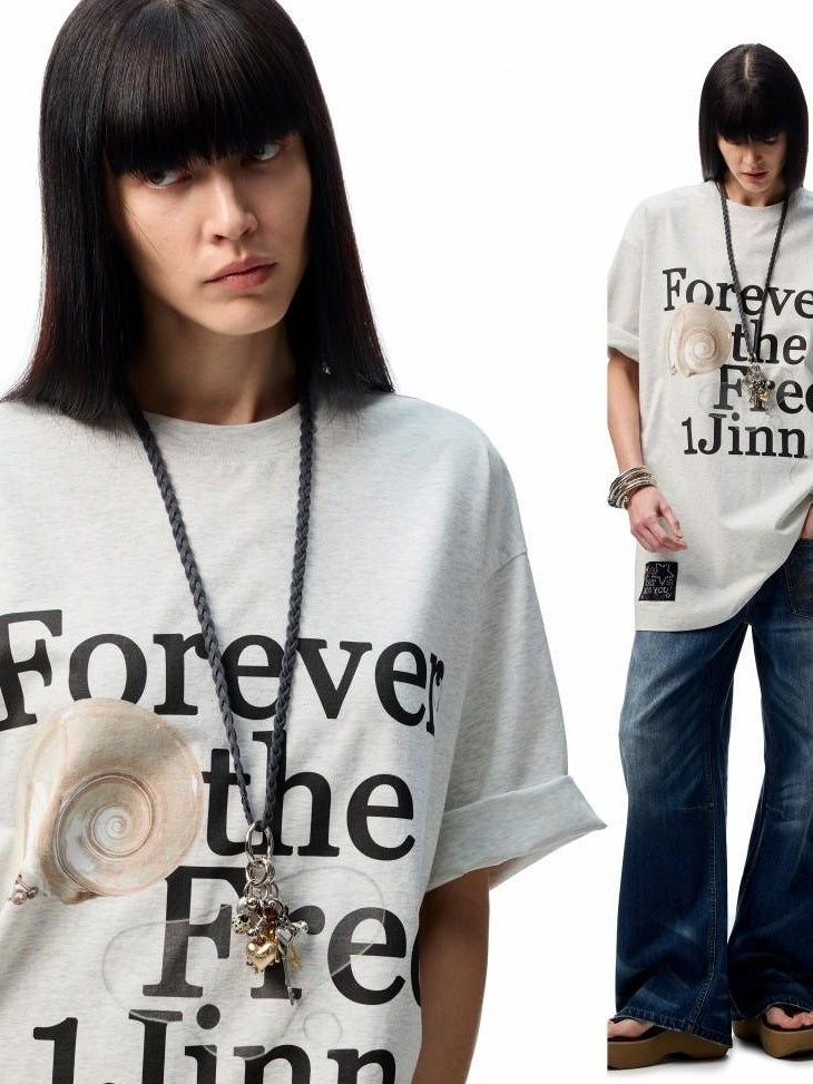 1JINN STUDIO Cotton Blend Minimal Commuter Floral Print Rhinestone Women Oversized T-Shirts