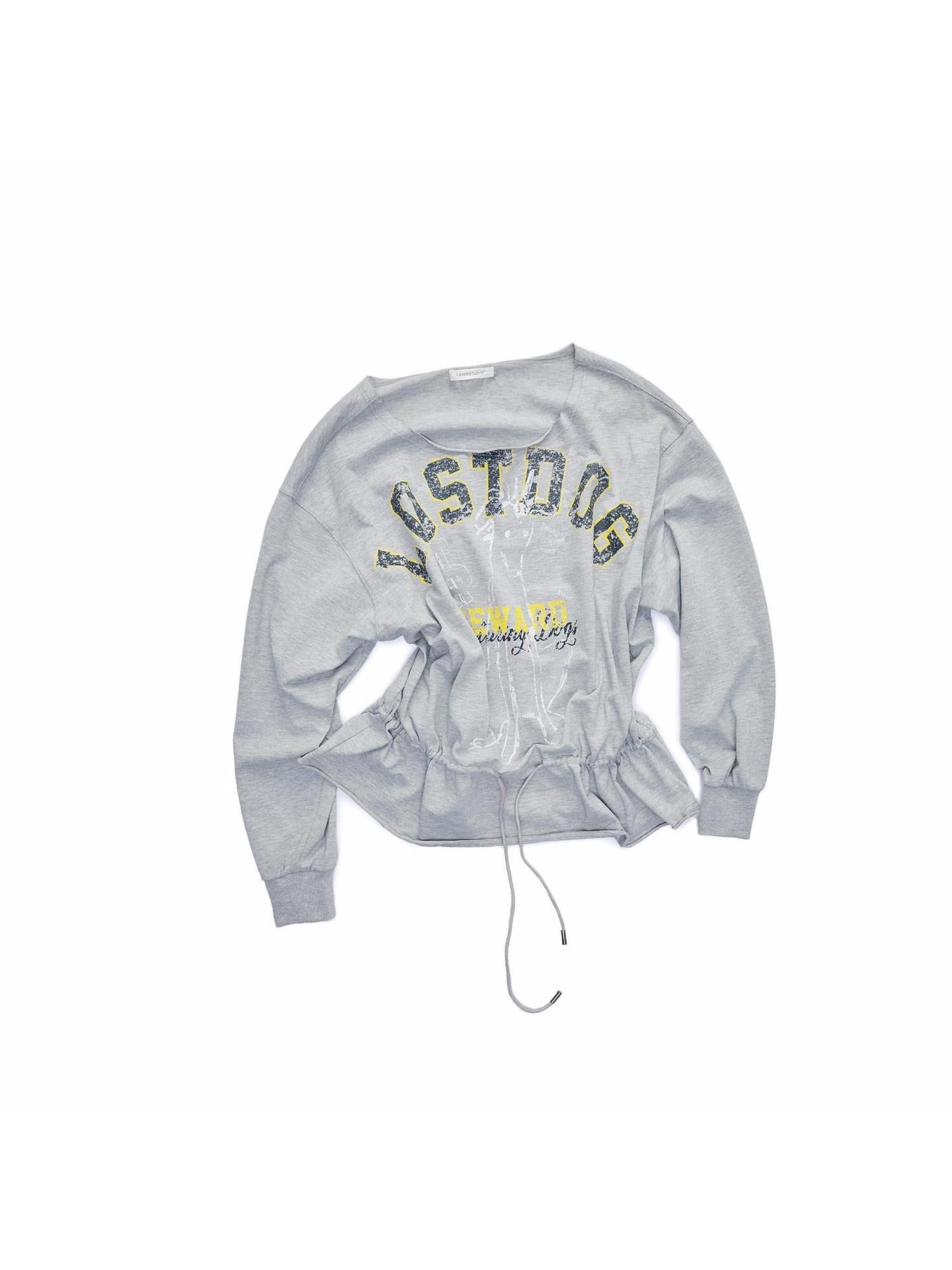 1JINN STUDIO Cotton Blend Slim Fit American Letter Print Long Sleeve Girls Sweatshirt