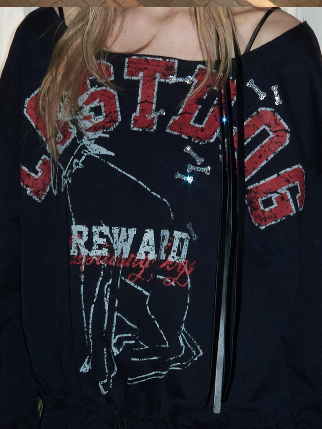 1JINN STUDIO Cotton Blend Slim Fit American Letter Print Long Sleeve Girls Sweatshirt