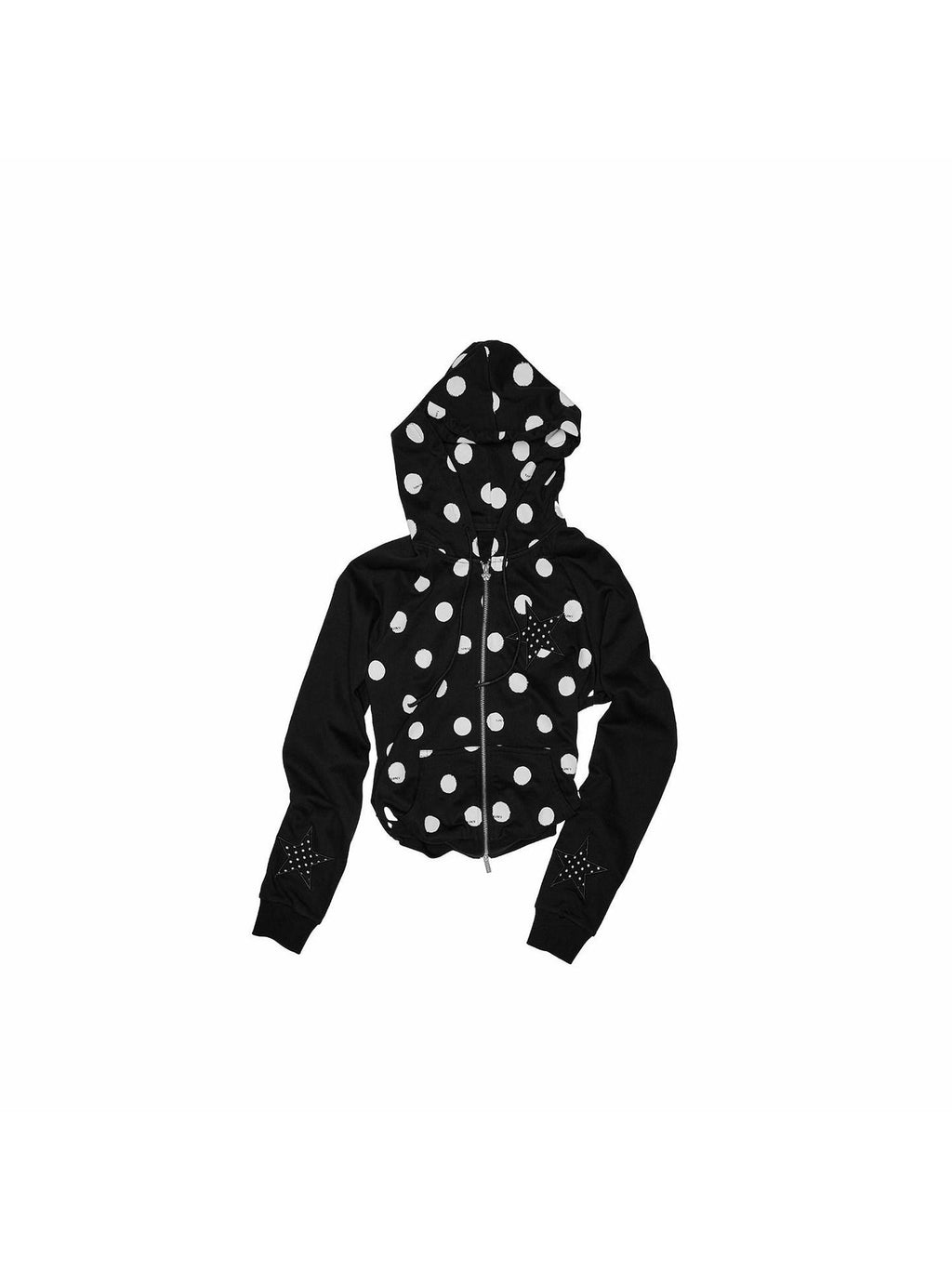 1JINN STUDIO Cotton Blend Slim Fit Crop Hooded Zip Front Women Solid Black Grey Zip Hoodies