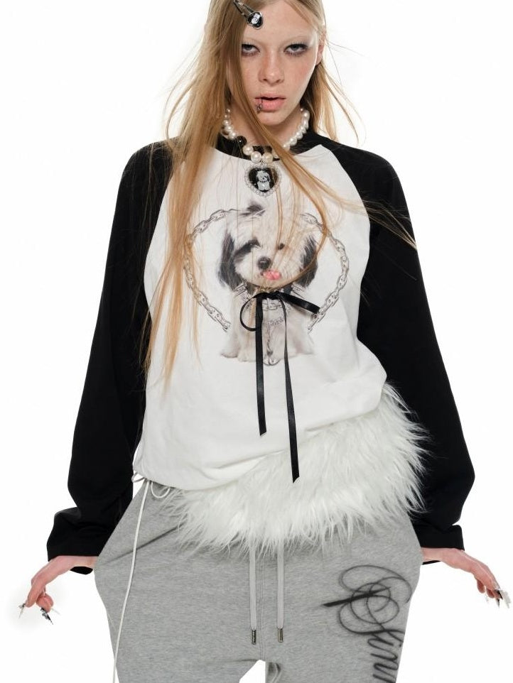 1JINN STUDIO Cotton Printed Loose Raglan Casual Women Striped Animal Long Sleeve T-Shirts