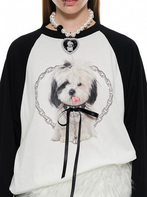 1JINN STUDIO Cotton Printed Loose Raglan Casual Women Striped Animal Long Sleeve T-Shirts