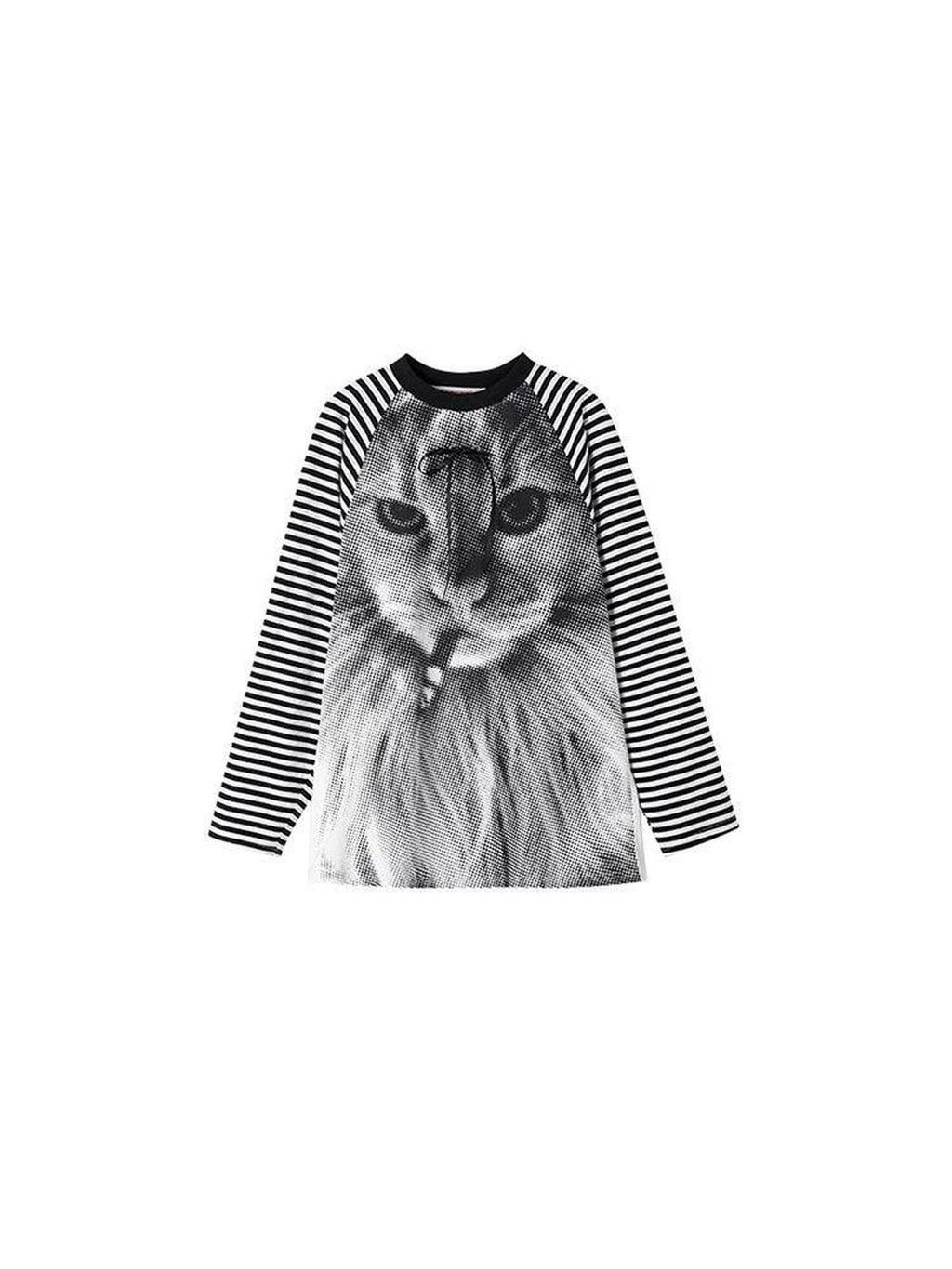 1JINN STUDIO Cotton Printed Loose Raglan Casual Women Striped Animal Long Sleeve T-Shirts