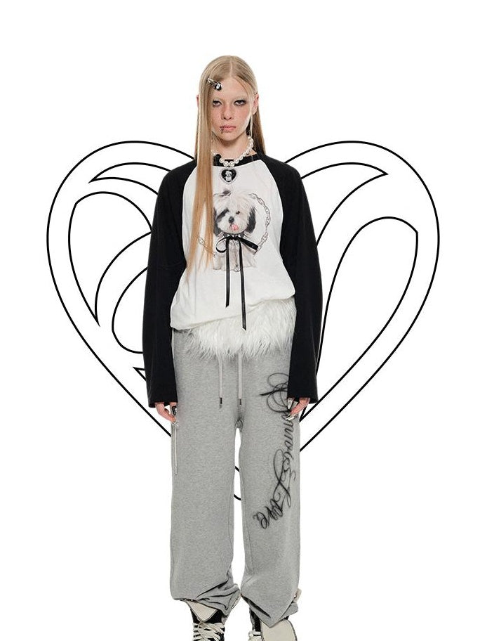 1JINN STUDIO Cotton Printed Loose Raglan Casual Women Striped Animal Long Sleeve T-Shirts