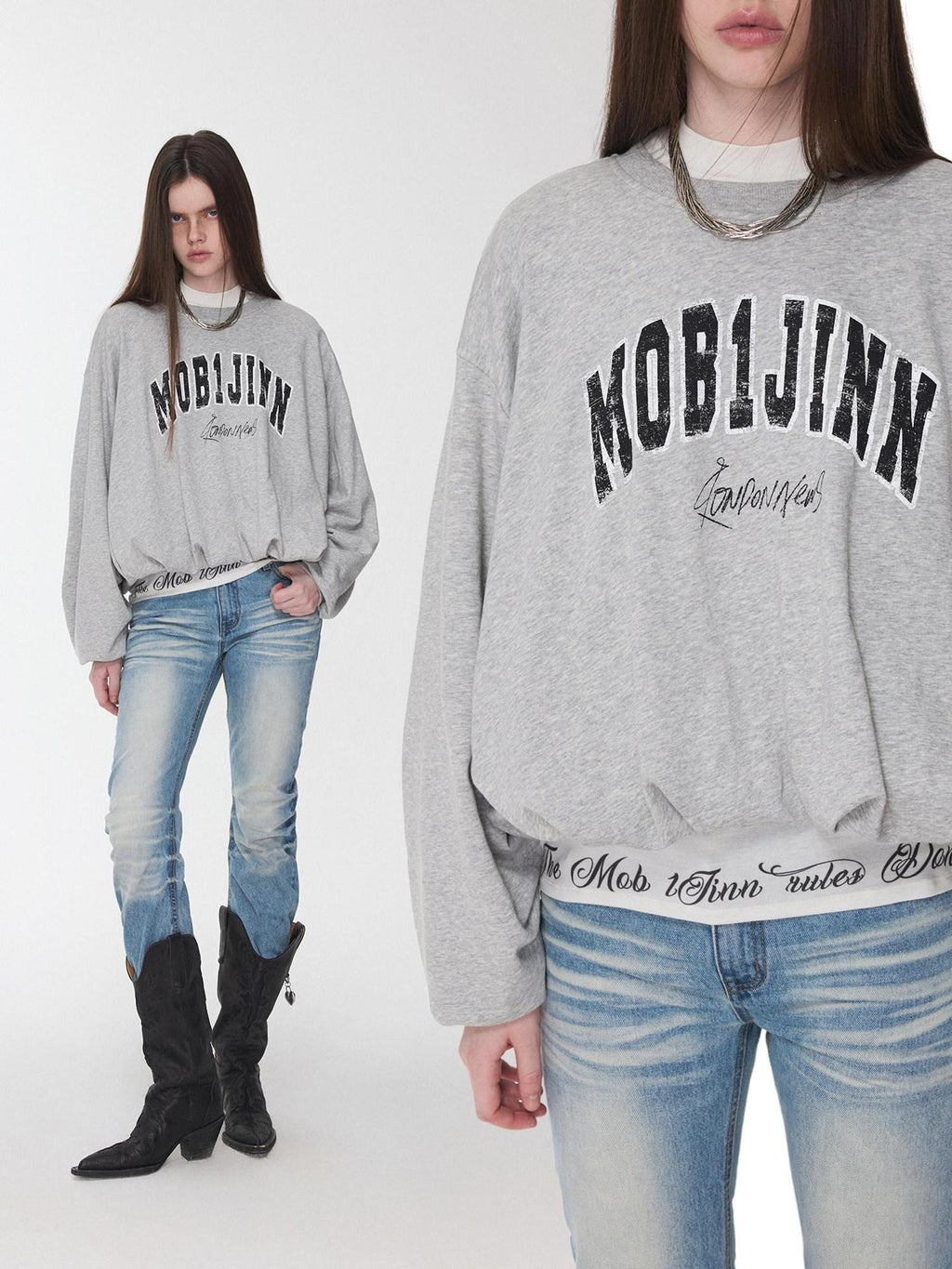 1JINN STUDIO Cozy Cotton Blend Relaxed Fit Street Pullover Women Crewneck Sweatshirts