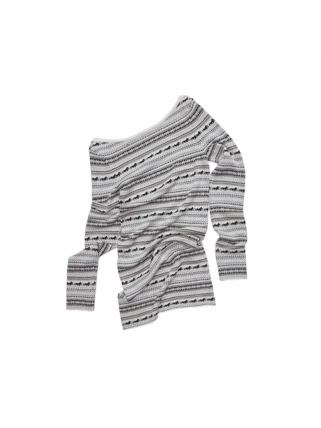 1JINN STUDIO Cozy Jacquard Slim Fit Straight Neckline Long Sleeve Colorblock Mini Dresses