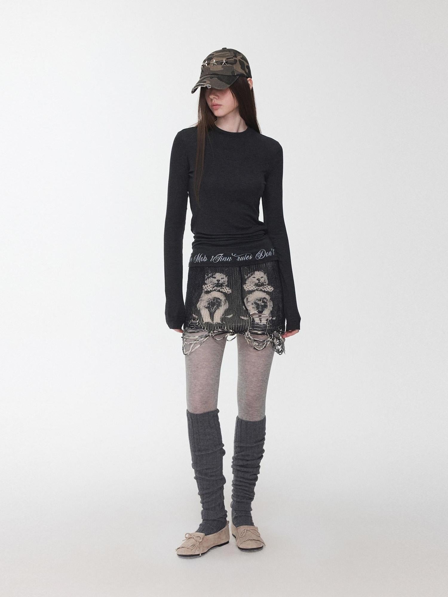 1JINN STUDIO Cozy Letter Print Casual Relaxed Round Neck Women Classic Long Sleeve T-Shirts
